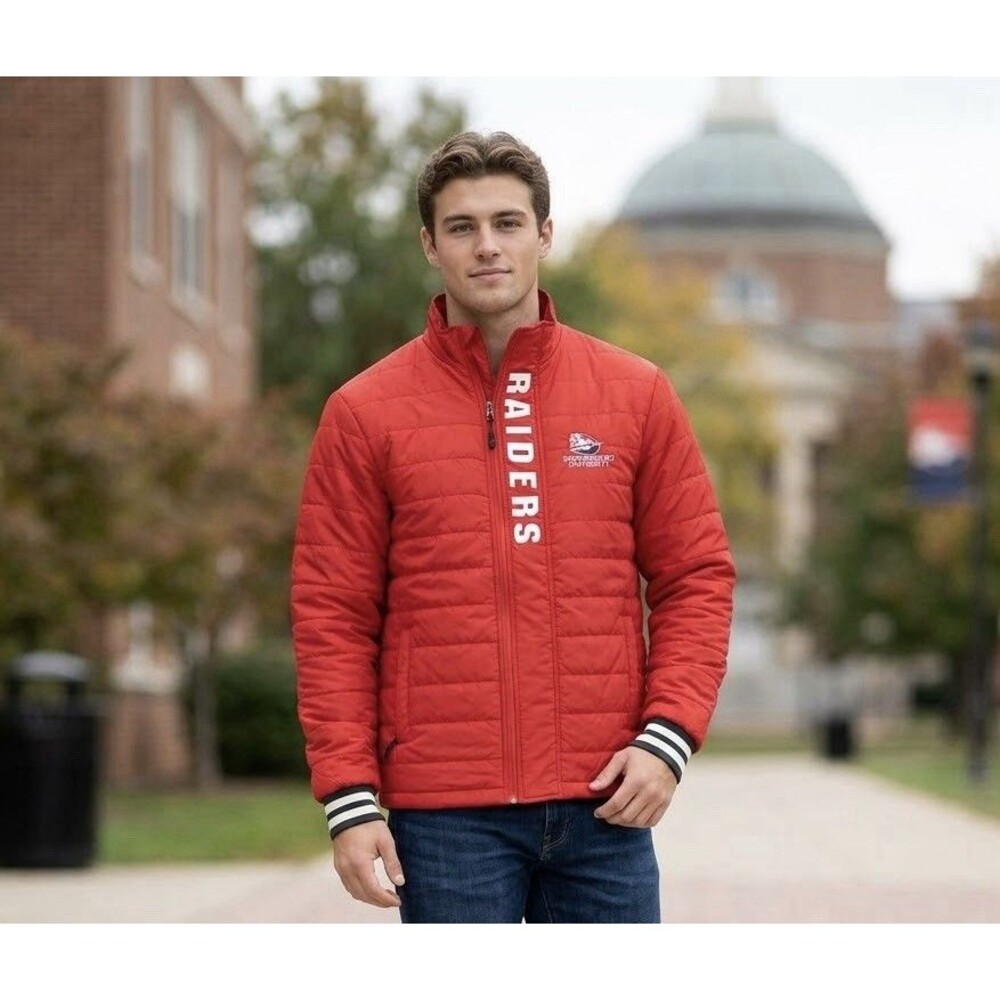 Colosseum Shippensburg Raiders Puffer Jacket Mens Small Red Quilted NCAA NWOT